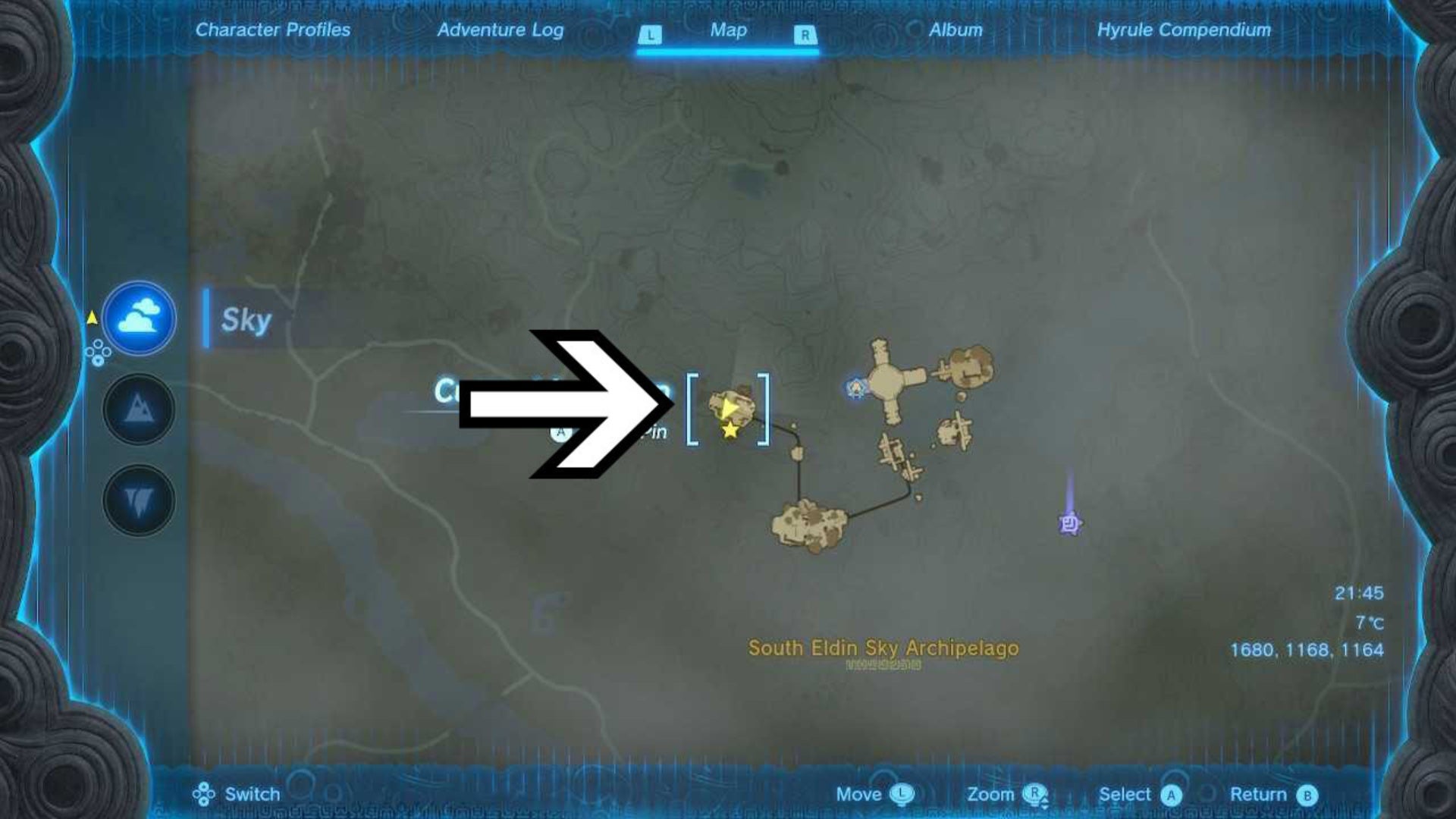 zelda totk south eldin sky arch lower rail island