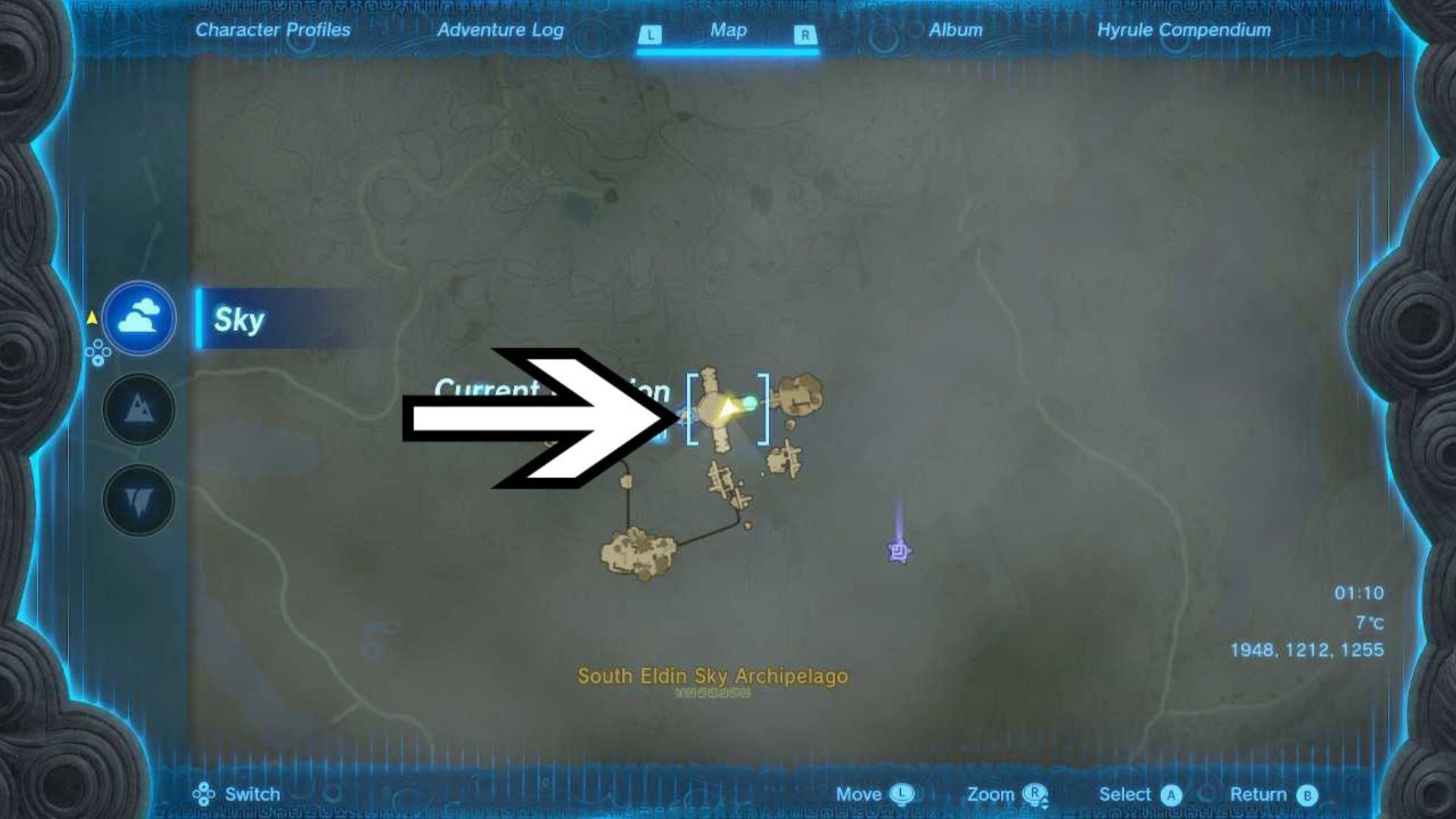 zelda totk south eldin sky arch upper rail island