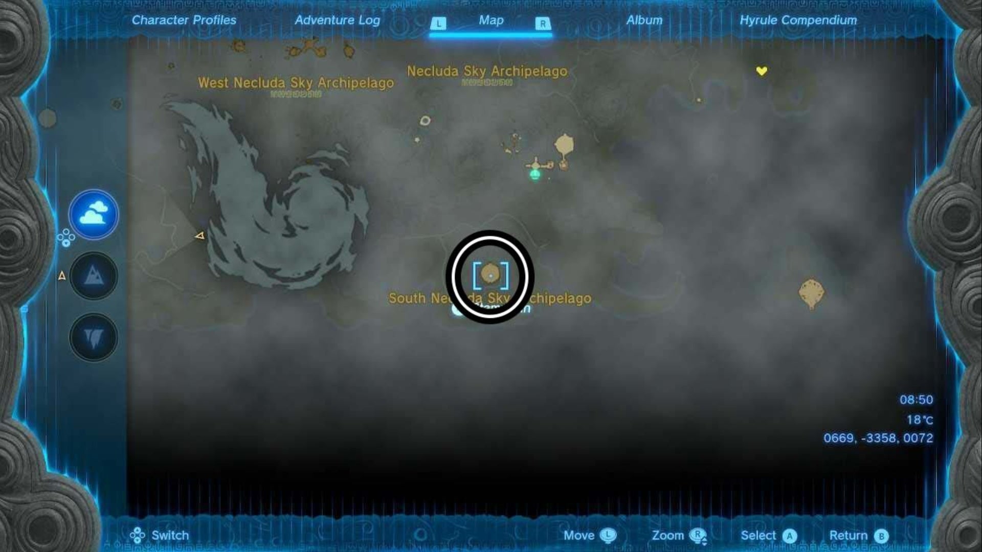 zelda totk south necluda sky archipelago sages will map location