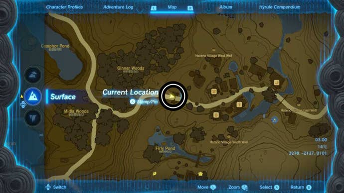 zelda totk tamana night location map location