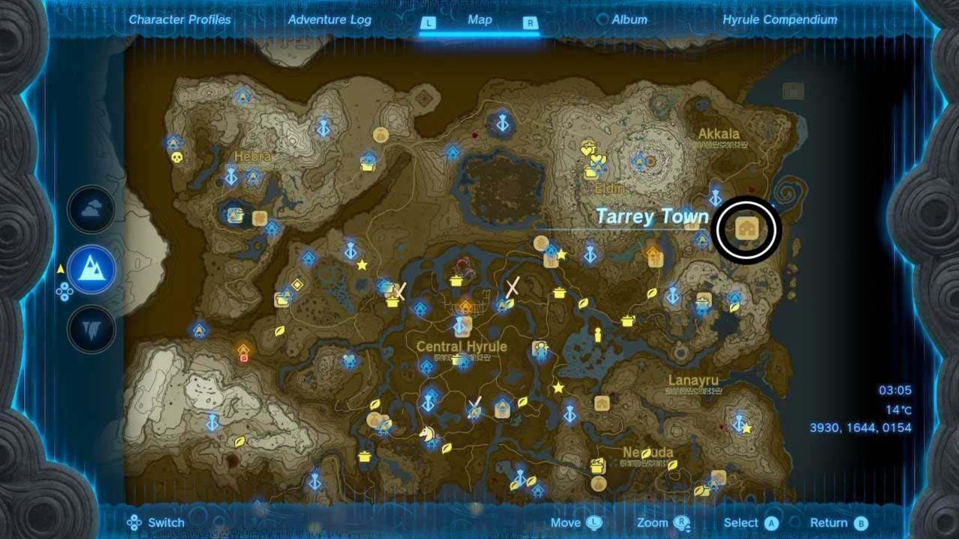zelda totk tarrey town map location
