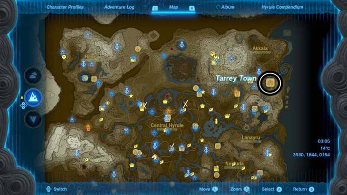 zelda totk tarrey town map location