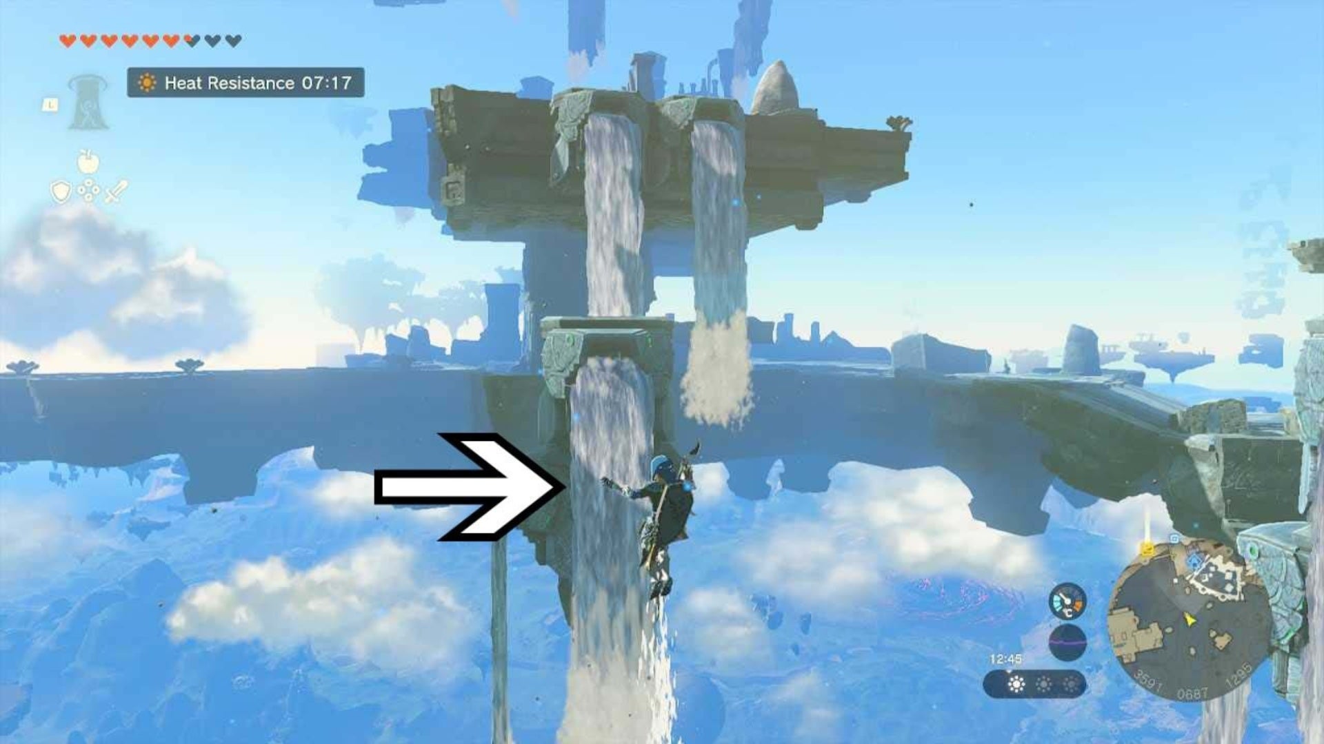 zelda totk wellspring island first waterfall route waterfall two