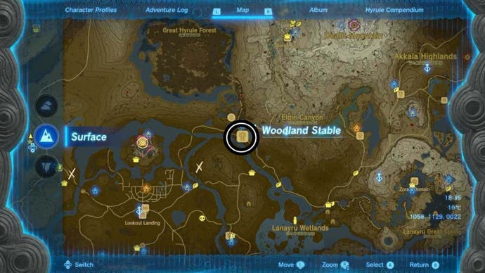 zelda totk woodland stable map location