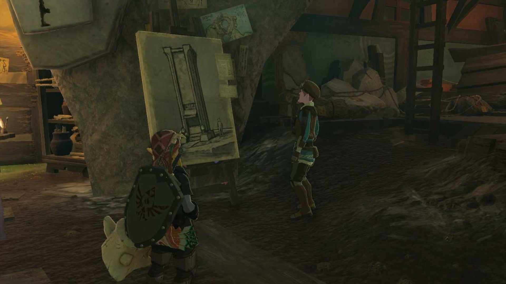 zelda totk wortsworth and link in zonai survey team base