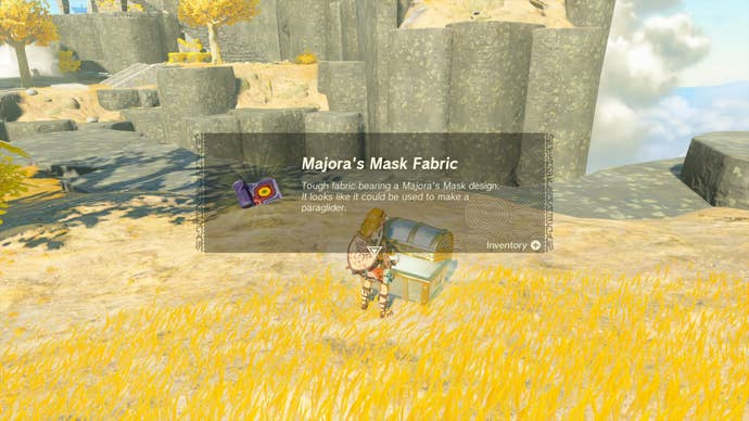 Link unlocks a Majora's Mask Fabric for using an Amiibo in Zelda: Tears of the Kingdom