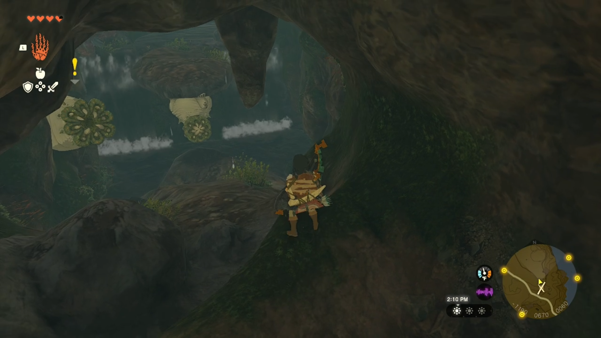 Link coming across two Like Likes enemies at the North Hyrule Plain Cave in Tears of the Kingdom.