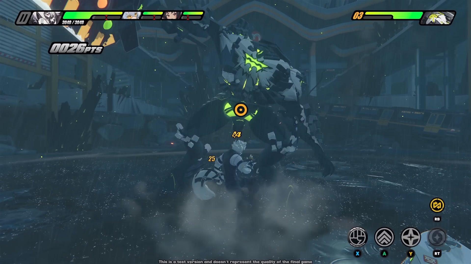A fight against a massive Ethereal boss in Zenless Zone Zero. - 7