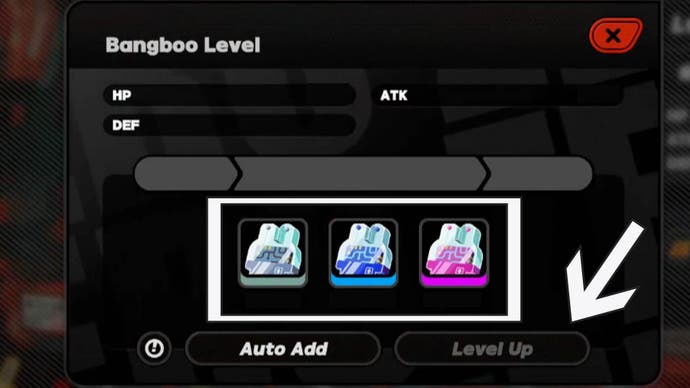 zenless zone zero bangboo level up menu materials and level up option highlighted