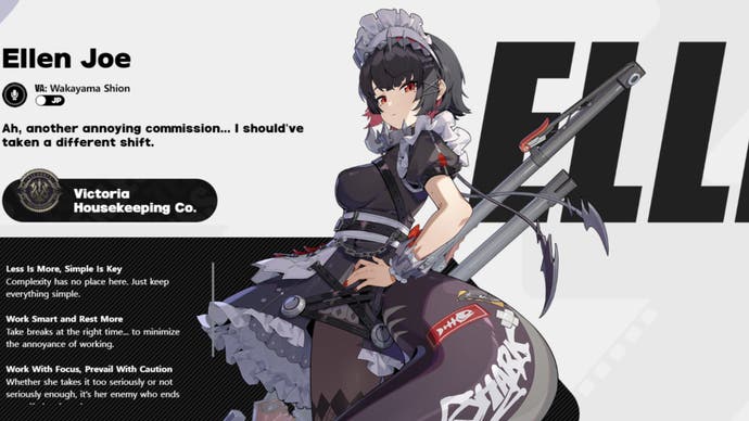 zenless zone zero ellen joe character profile hoyoverse official