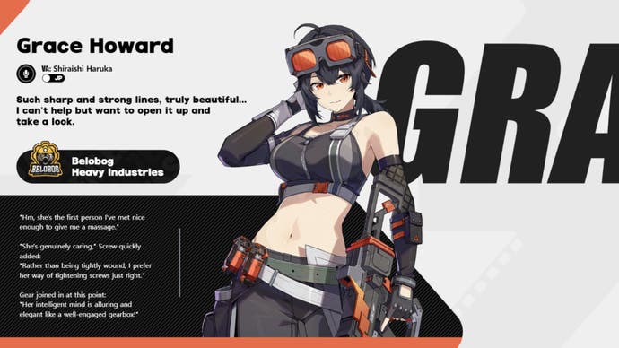 zenless zone zero grace howard character profile hoyoverse official