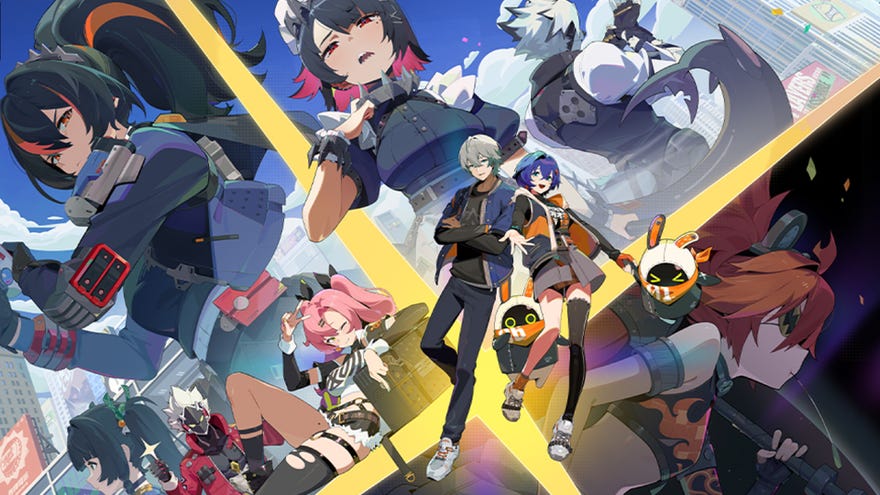 Artwork showing several members of Zenless Zone Zero’s colourful cast of Agents.