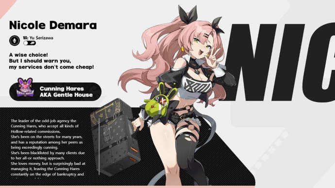 zenless zone zero nicole demara character profile hoyoverse official