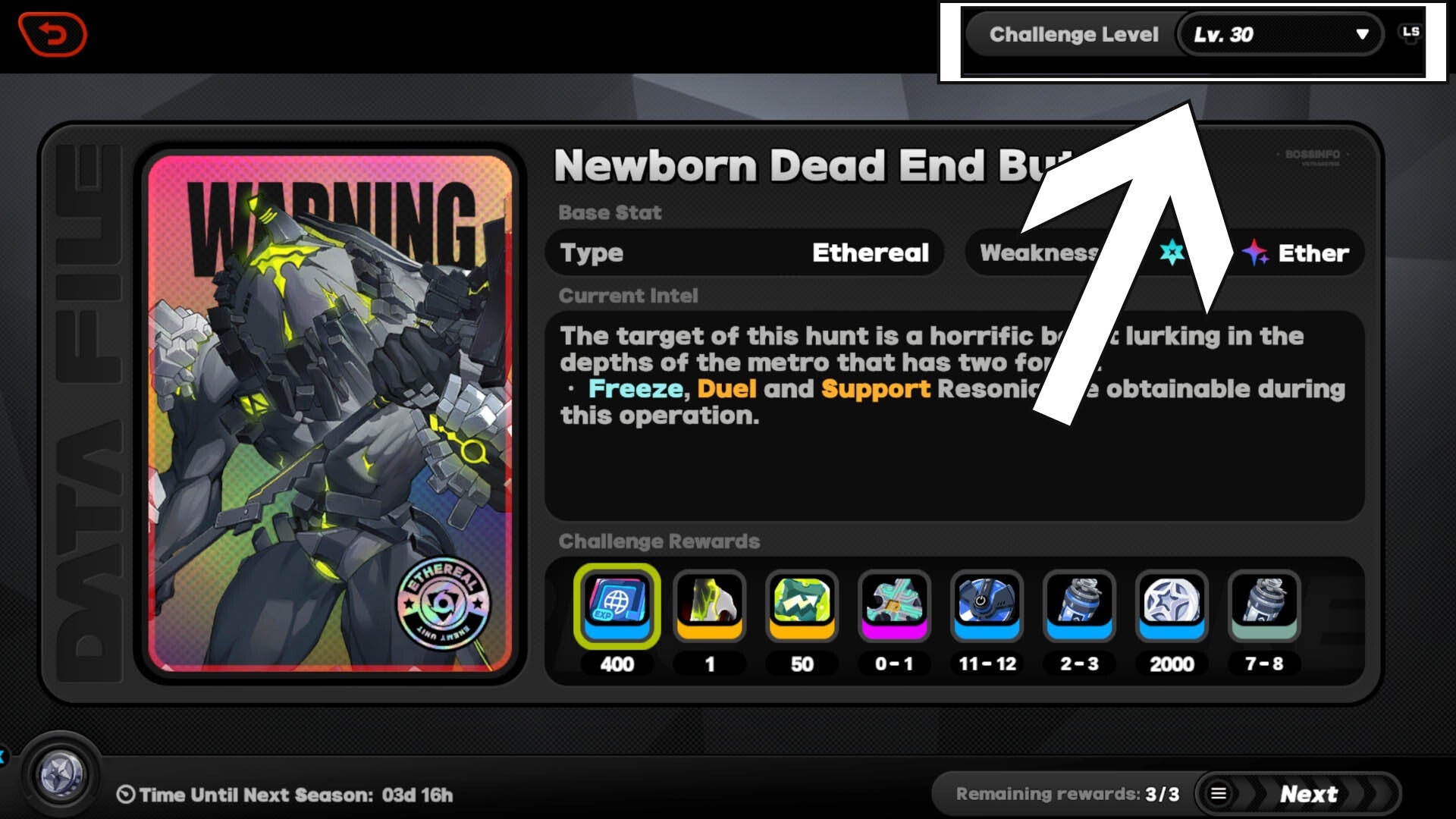 zenless zone zero notorious hunt challenge level selection