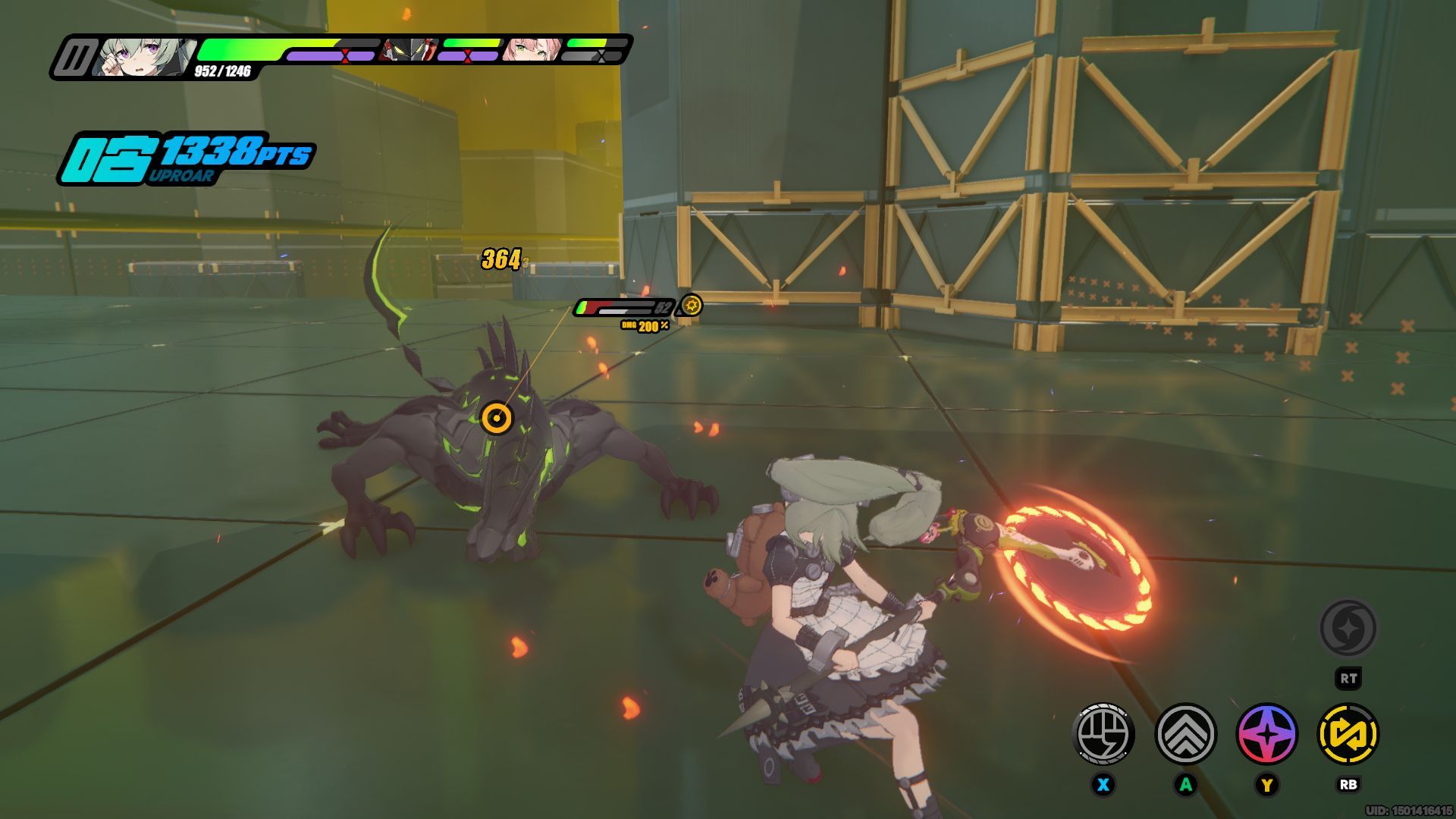 A maid character attacks a monstrous dog creature using a buzzsaw. - 9