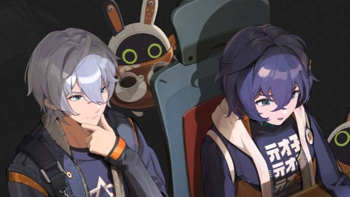 zenless zone zero two characters staring at computer screen