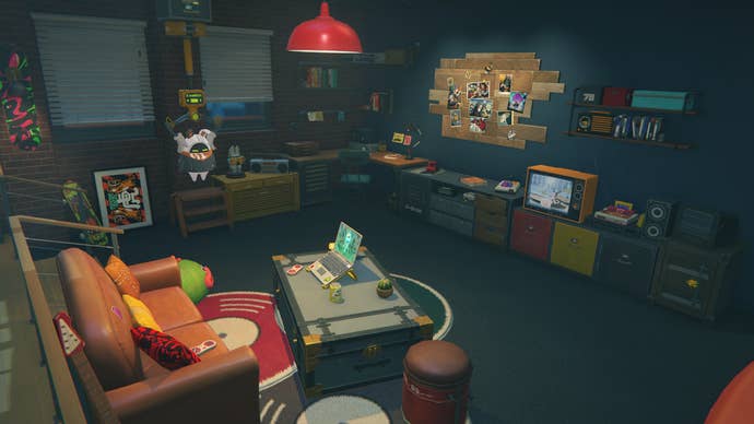 The living area in the protagonist's base.