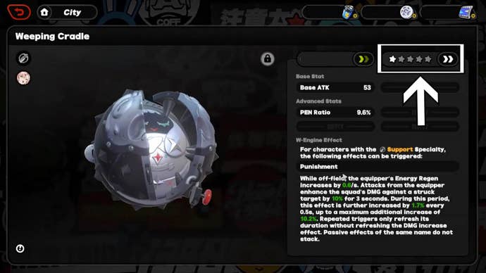 zenless zone zero w-engine screen upgrade menu button highlighted