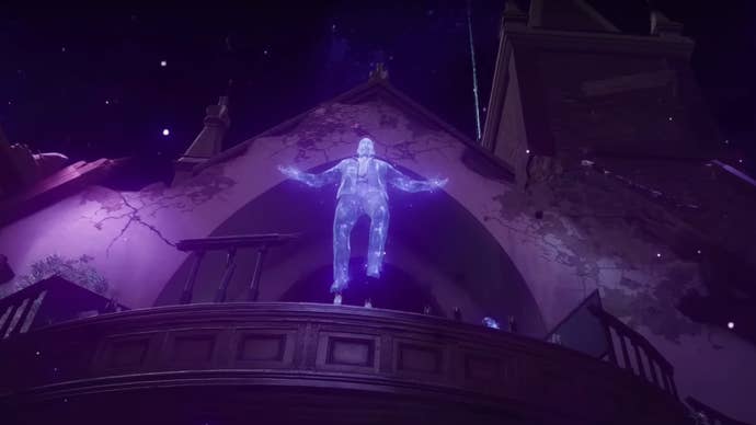 The character Panos rises into the sky on the Black Ops 6 Liberty Falls map.