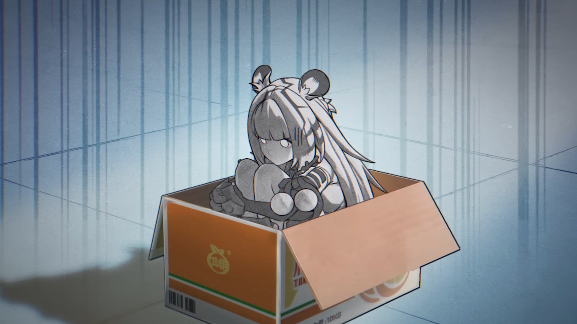 Ju Fufu looking mortified while sitting in a box in Zenless Zone Zero - 6